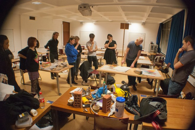 UCD Artist in Residence Dominic Thorpe, working with students from the Visual Arts Society (Drawsoc), Spring 2015