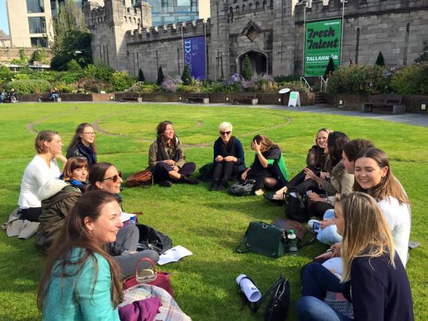 A few of our 23 new MA students in Arts Mgmt & Cult. Policy, enjoying the sunshine at the Chester Beatty Library